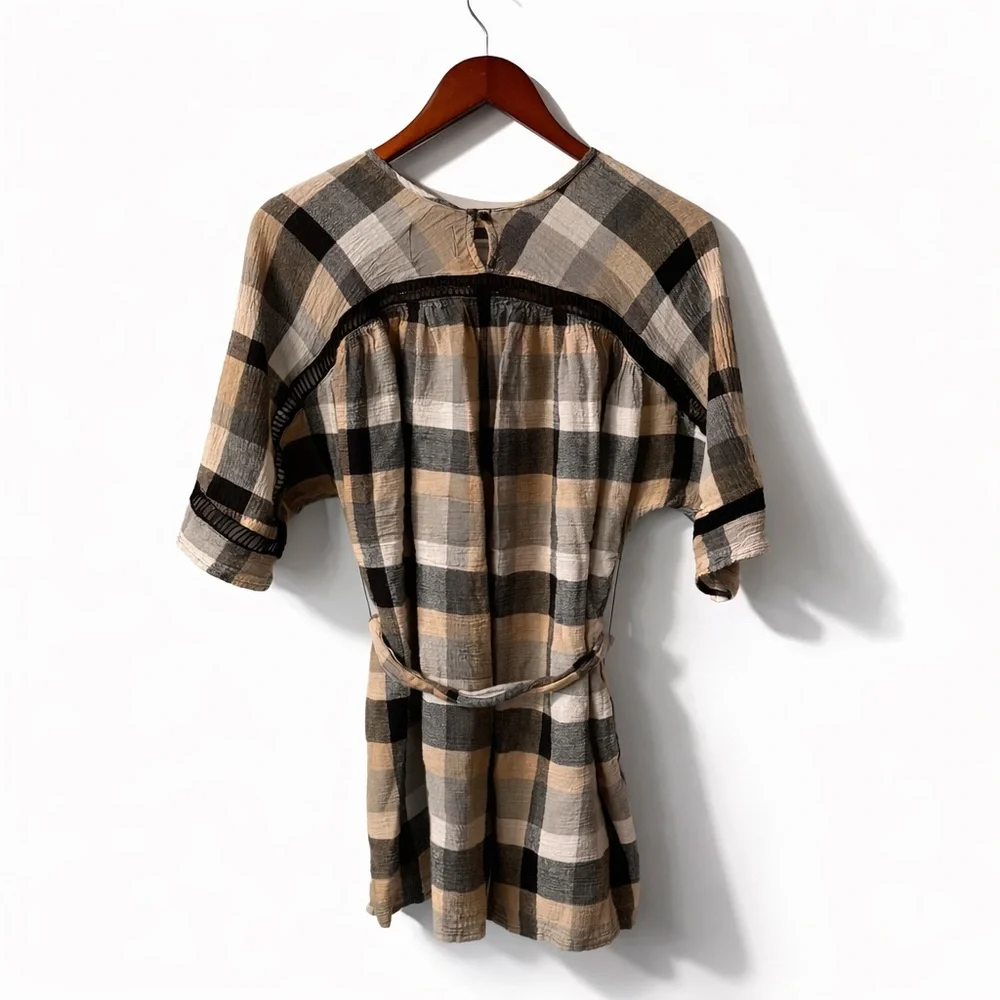 Maeve Anthropologie Plaid Tie Waist Dress Small Cottagecore - Picture 4 of 5